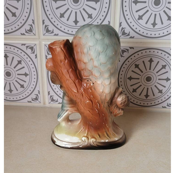 Vintage Porcelain Owl Figure on Branch with Pine Bough - Picture 3 of 8